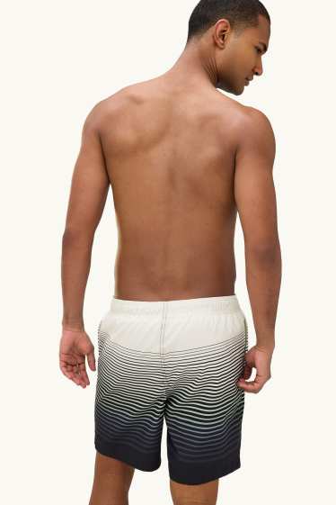 Hommes - Short de bain - à rayures - à motif - noir / gris
