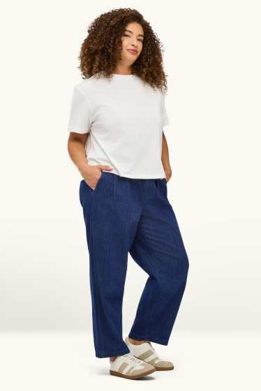 Dámské - Barrel jeans - mid waist - džíny - tmavomodré