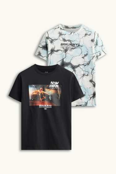 Enfants garçons - T-shirt - bleu  / noir