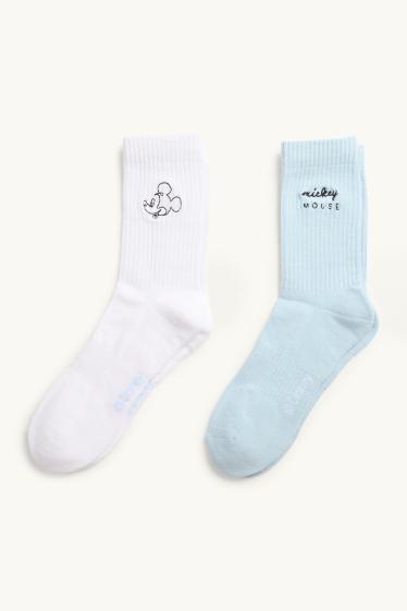 Donna - Confezione da 2 - calze con motivo - Topolino - bianco / azzurro