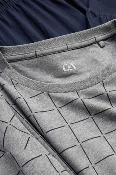 Herren - Pyjama - blau / grau
