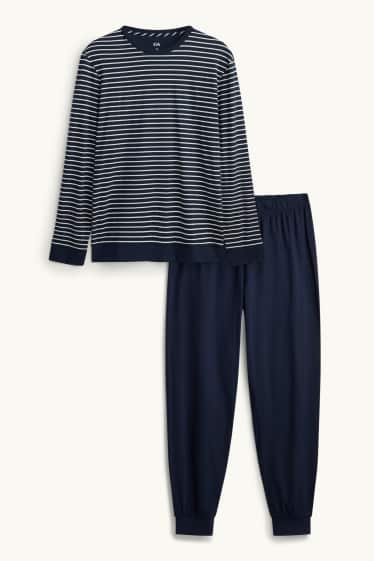 Herren - Pyjama - blau / schwarz