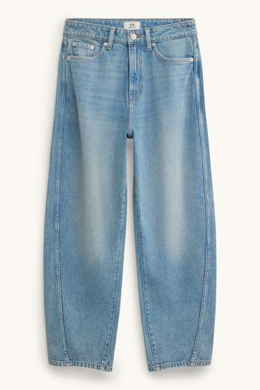 Women - Barrel jeans - high waist - blue denim