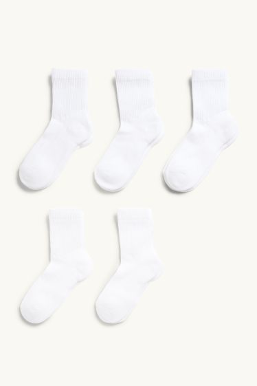 Kinderen: jongens - Set van 5 paar - sokken - wit
