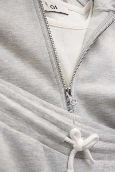 Kinderen: meisjes - Set - sweatvest met capuchon, joggingbroek en top - 3-delig - grijs-mix