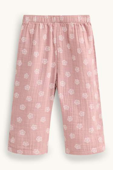 Baby Mädchen - Blümchen - Baby-Outfit - 2 teilig - weiss / rosa