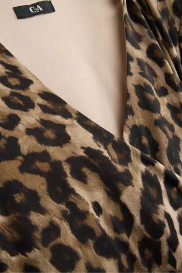 Dona - Vestit fit & flare amb cinturó - estampat de lleopard - marró