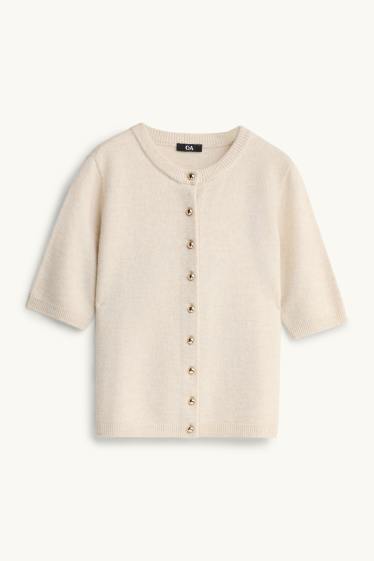 Femmes - Gilet en maille - blanc crème