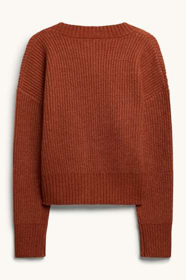 Damen - Strickjacke - gerippt - orange