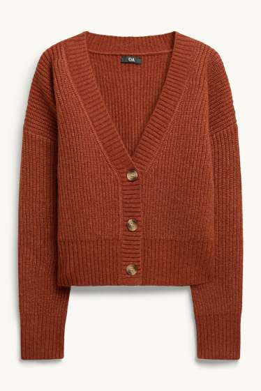 Damen - Strickjacke - gerippt - orange