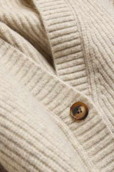 Damen - Strickjacke - gerippt - cremeweiß