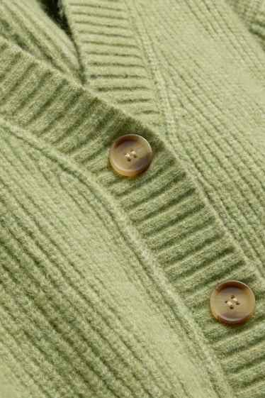 Femmes - Gilet en maille - finition côtelée - vert