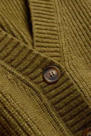 Damen - Strickjacke - gerippt - khaki