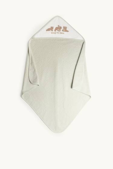 Baby Girls - Little bear - baby towel with hood - light green