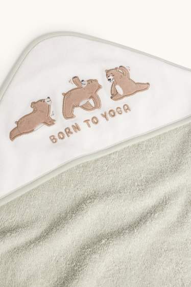 Baby Girls - Little bear - baby towel with hood - light green