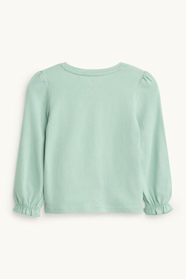 Kinderen: meisjes - Strik - longsleeve - glanseffect - mintgroen