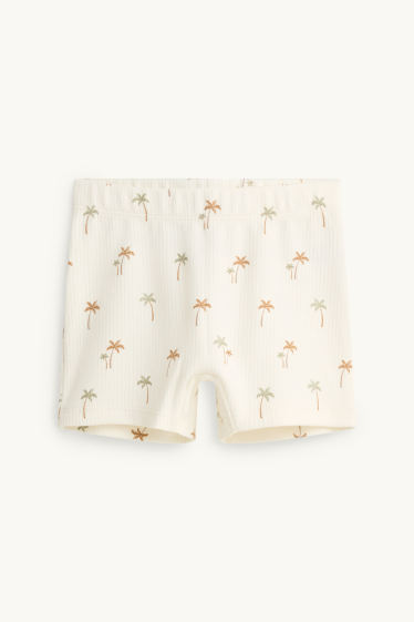 Baby: jongens - Palmboompje - babypyjama - 2-delig - ribstof - crèmekleurig