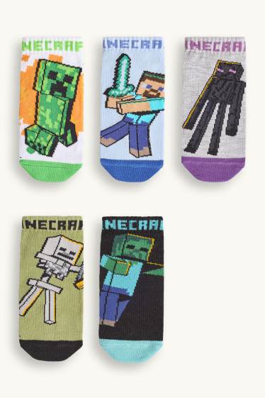 Kinderen: jongens - Set van 5 paar - Minecraft - sokken met motief - blauw