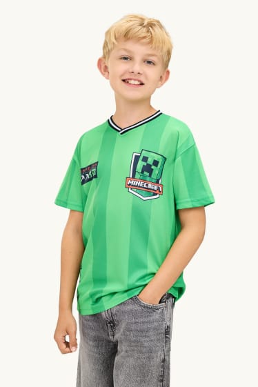 Kinder Buben - Minecraft - Kurzarmshirt - gestreift - grün
