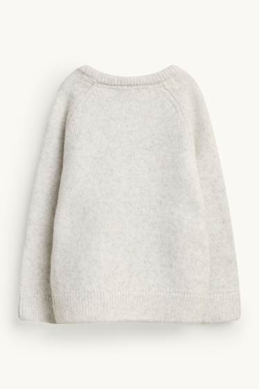 Kinder Jungen - Pullover - Zopfmuster - hellgrau