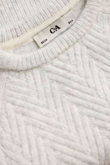 Kinder Jungen - Pullover - Zopfmuster - hellgrau