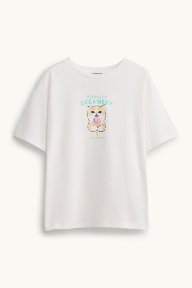 Enfants filles - Mofusand - T-shirt - Oversize - blanc
