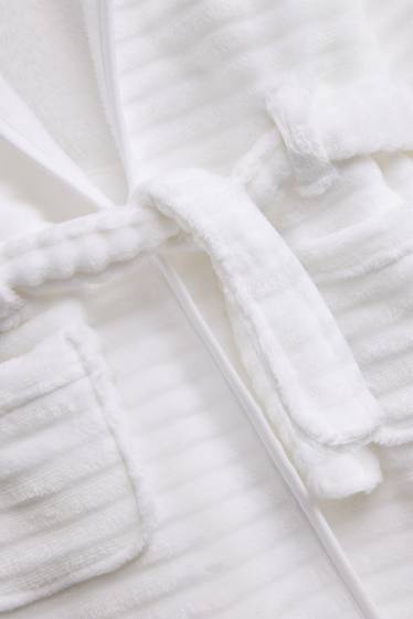 Bébés filles - Peignoir en éponge avec capuche pour bébé - côtelé - blanc