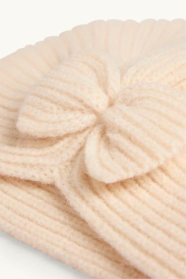 Baby: meisjes - Babytulbandmuts - geribd - beige
