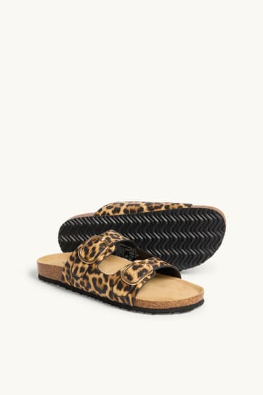 Dona - Sandàlies - pell sintètica - estampat de lleopard - marró
