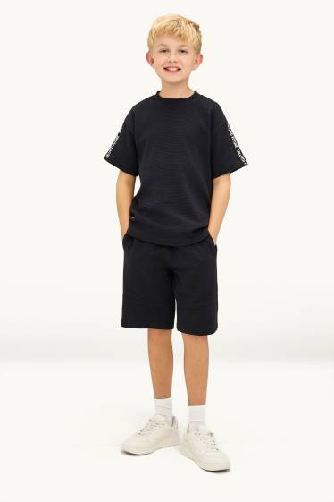 Kinder Buben - Sweatshorts - strukturiert - schwarz