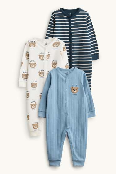 Bébés garçons - Lot de 3 - oursons - pyjamas bébé - bleu  / beige