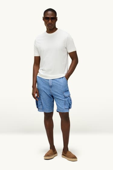 Hommes - Short cargo en jean - mid waist - bleu clair