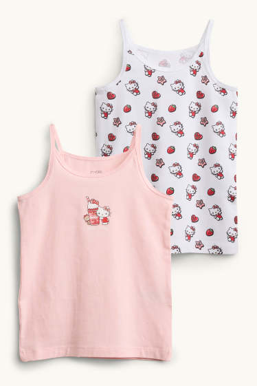 Enfants filles - Lot de 2 - Hello Kitty - maillot de corps - blanc / rose