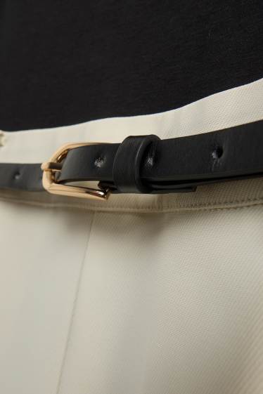 Dames - Jumpsuit met riem - zwart / beige