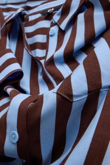 Dames - Blouse - gestreept - bruin / blauw