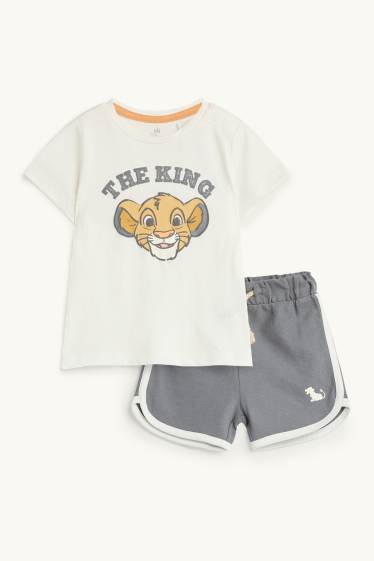 Bebeluși - băieți - Regele Leu - pijama bebeluși - 2 piese - alb / gri