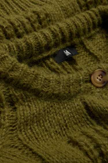 Femei - Cardigan tricotat - cu torsade - verde