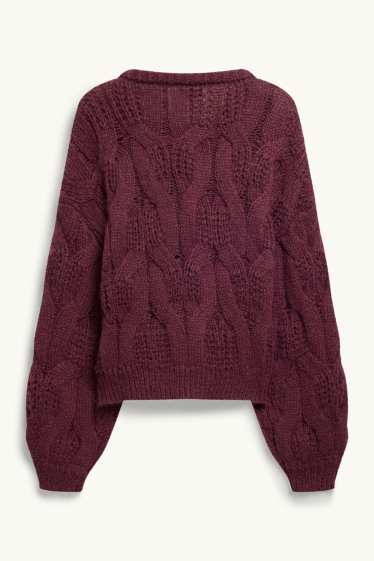 Dames - Vest - kabelpatroon - paars