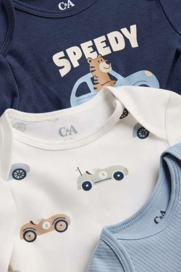 Baby Buben - Multipack 3er - Tiger und Auto - Baby-Body - blau