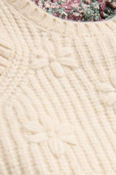 Kinder Mädchen - Blümchen - Baby-Crochet-Outfit - 2 teilig - grün / beige