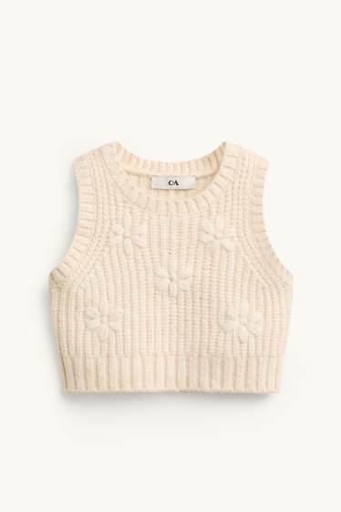 Kinder Mädchen - Blümchen - Baby-Crochet-Outfit - 2 teilig - grün / beige