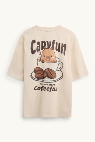 Femei - Tricou - supradimensionat - CapyFun - bej