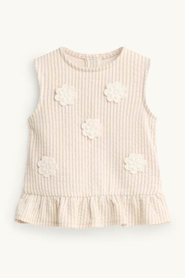 Baby Girls - Floral - baby outfit - 2 piece - striped - beige