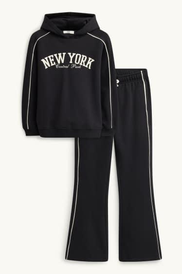 Nena - New York - conjunt - dessuadora amb caputxa i pantalons de xandall - 2 peces - negre