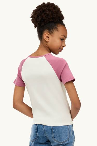 Kinder Mädchen - San Diego - Kurzarmshirt - weiss / rosa
