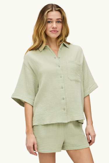 Femmes - Chemisier en mousseline - vert clair