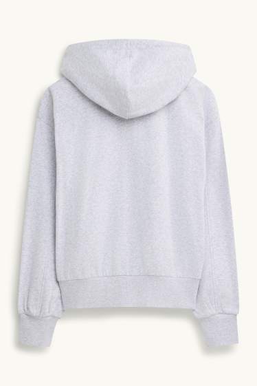 Damen - Sweatjacke mit Kapuze - hellgrau-melange