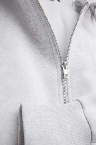 Damen - Sweatjacke mit Kapuze - hellgrau-melange