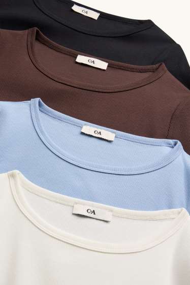 Kinder Mädchen - Multipack 4er - Langarmshirt - gerippt - schwarz