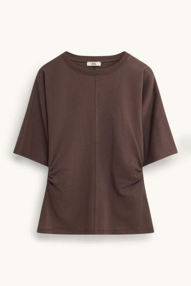 Damen - T-Shirt - Slim Fit - braun